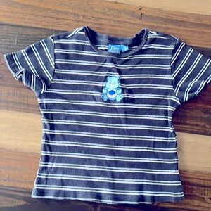 Blue with white strip care bear shirt
